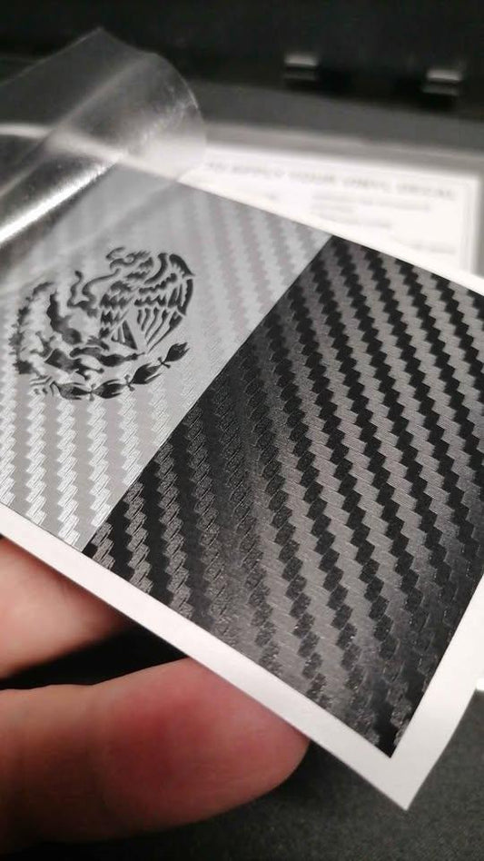 Mexico Flag Vinyl Decal – Carbon Fiber Style – 5.5” – Weatherproof & Handmade