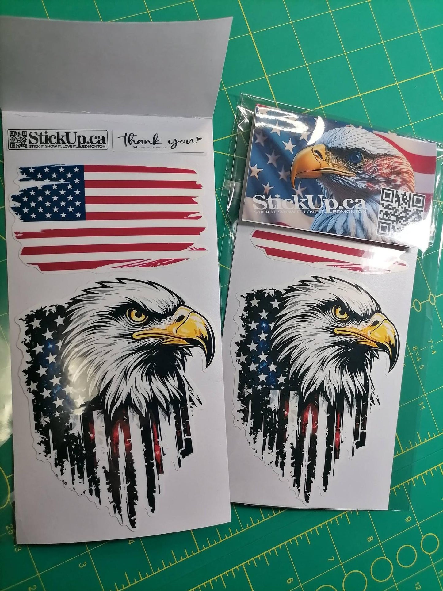 USA Eagle Flag Sticker Pack – 2 pcs – Waterproof Vinyl