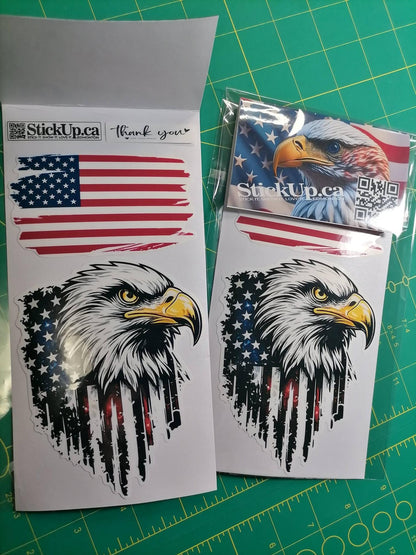 USA Eagle Flag Sticker Pack – 2 pcs – Waterproof Vinyl