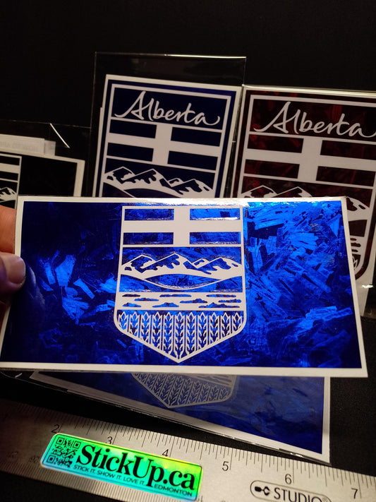 Alberta Crest Vinyl Decal – Carbon Fiber or Forged Finish – 5.5” – Handmade Weatherproof Sticker