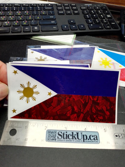Philippines Flag Vinyl Decal – Forged Carbon & Classic Options – 5.5” x 3” – Weatherproof Sticker
